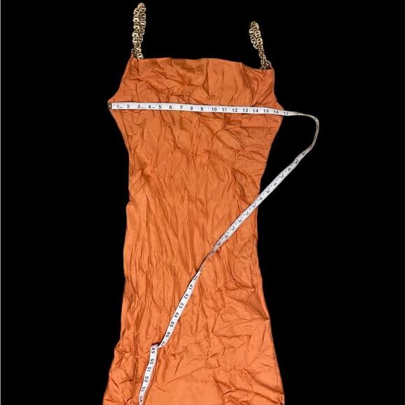 L'Agence chain-link cowl-neck silk dress in soft caramel Size 6 NWOT - Picture 9 of 12